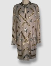350 Aidan by Aidan Mattox Women's Gray Sequined Crewneck Dress Size 6