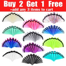 14G-20MM 12-18PCS Acrylic Tapers Ear Gauges Stretcher Body Piercing Kits Plugs
