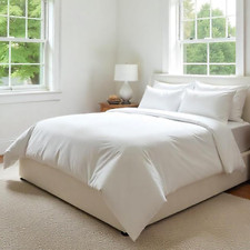 Organic Cotton Duvet Cover Set - Queen, 400 TC Sateen, White, 3 Pieces