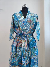 Cotton Floral Print Kimono Robes, Morning Tea Cotton Coat, Bridesmaid Robe