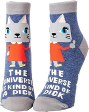 Blue Q Women's Novelty Ankle Socks The Universe is Kinda a dick (shoe size 5-10)