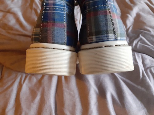 Immaculate! Genuine DR. MARTENS 'Sam' Blue Red Tartan Canvas Combat Boots UK5 - Picture 16 of 24