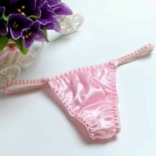 Damen Solid Reine Seide Sexy Unterwäsche Tanga G-String Slip Bikinis Höschen Neu