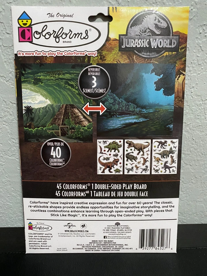 Jurassic World Park Colorforms Sealed 3 Scenes Blue Raptor T-Rex Stegosaurus - Image 2 of 2