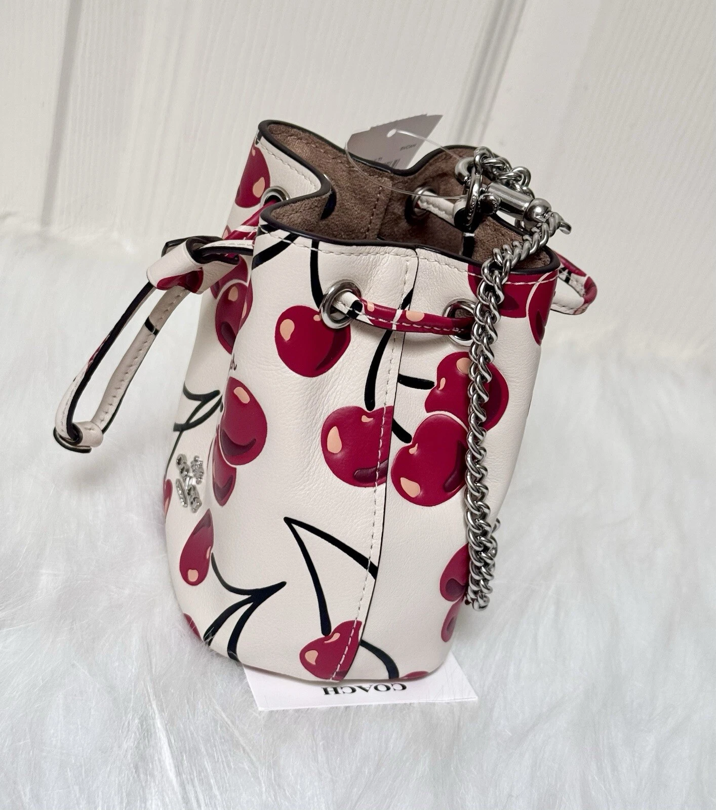 Coach CZ030? Braccialetto con coulisse e gesso stampa ciliegia multi nuovo con etichette