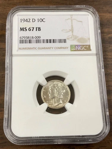 1942 D Mercury Dime NGC MS67 FB