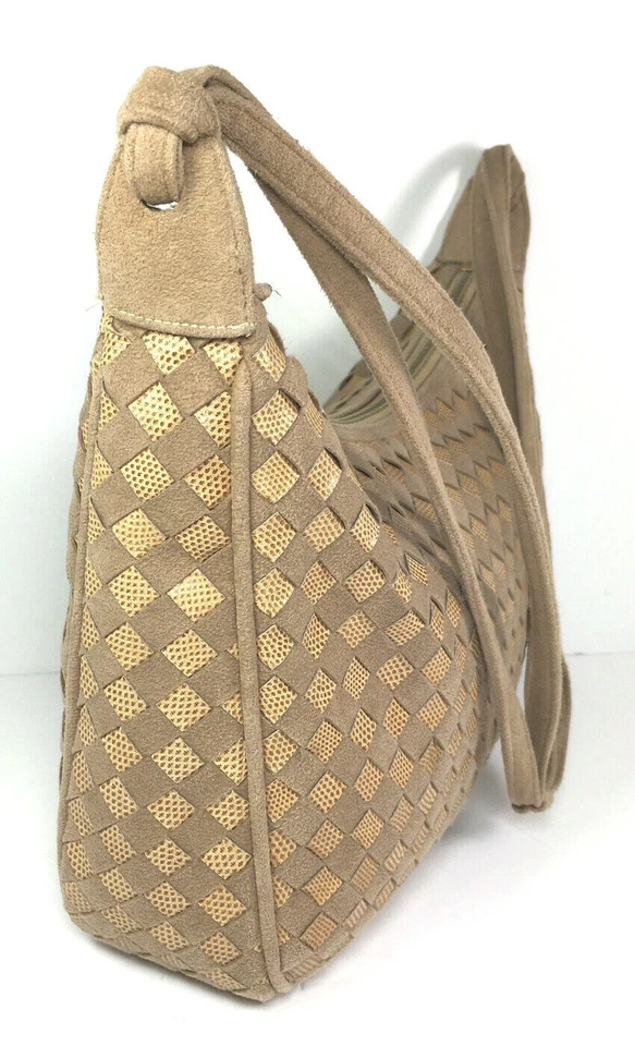 Morris Moskowitz Vintage Small Beige Tan Ultra Suede Shoulder Bag Foto 4 de 4