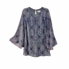 Show Me Your Mumu Knockout Dress Top Size S Boho Velvet Burnout Keyhole Tunic