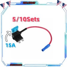 12V 15A Car Add-a-circuit Fuse TAP Adapter Kit, Medium ATM APM Blade Fuse