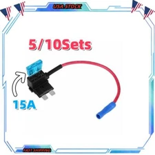 12V 15A Car Add-a-circuit Fuse TAP Adapter Kit, Medium ATM APM Blade Fuse