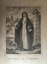 Ste. Benoite, Sta. Benedicta, Original Lithograph By Turgis, 1844-1855