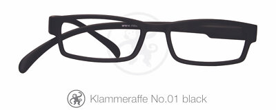 Klammeraffe Lesebrille 01 Schwarz Rot Blau Grün Alle Farben 1.00 - 3.50 mit Etui