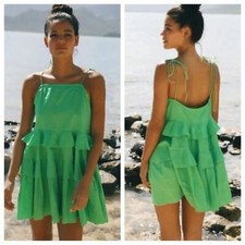 Anthropologie Cousin The Label Belize Dress Green Mini Dress S Boho Ruffle