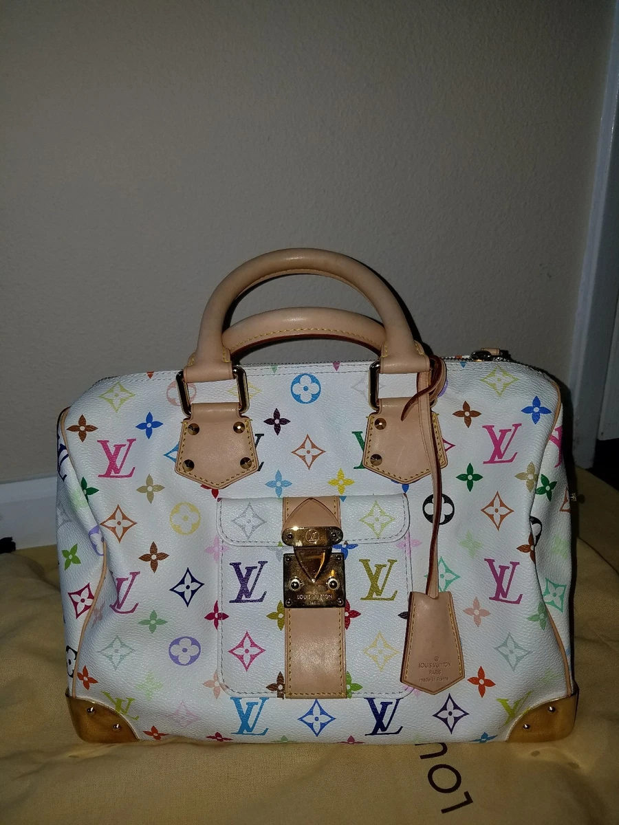 Mypoupette LOUIS VUITTON WHITE MULTICOLOR SPEEDY DISCONTINUED NEW