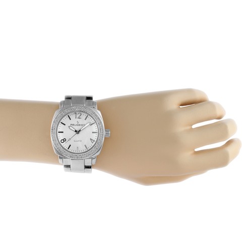 Peugeot 14K Gold Plated Watch, OverSized Boyfriend Style Swarovski Crystal Bezel - Picture 8 of 16