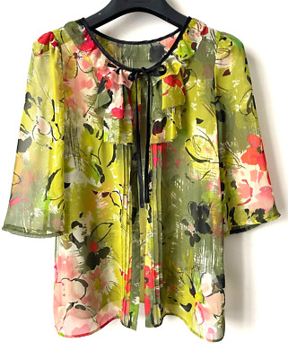 Leichte Bluse Jill Stuart Japan Gr. S 34 grün geblümt neuwertig