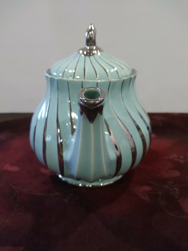 RARE Sadler Mint And Silver Swirled Teapot 2737 - Picture 2 of 12
