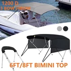 7 Layer 1200D Pontoon Boat 3 4 Bow Bimini Top Cover Canopy 6 / 8 ft with Poles