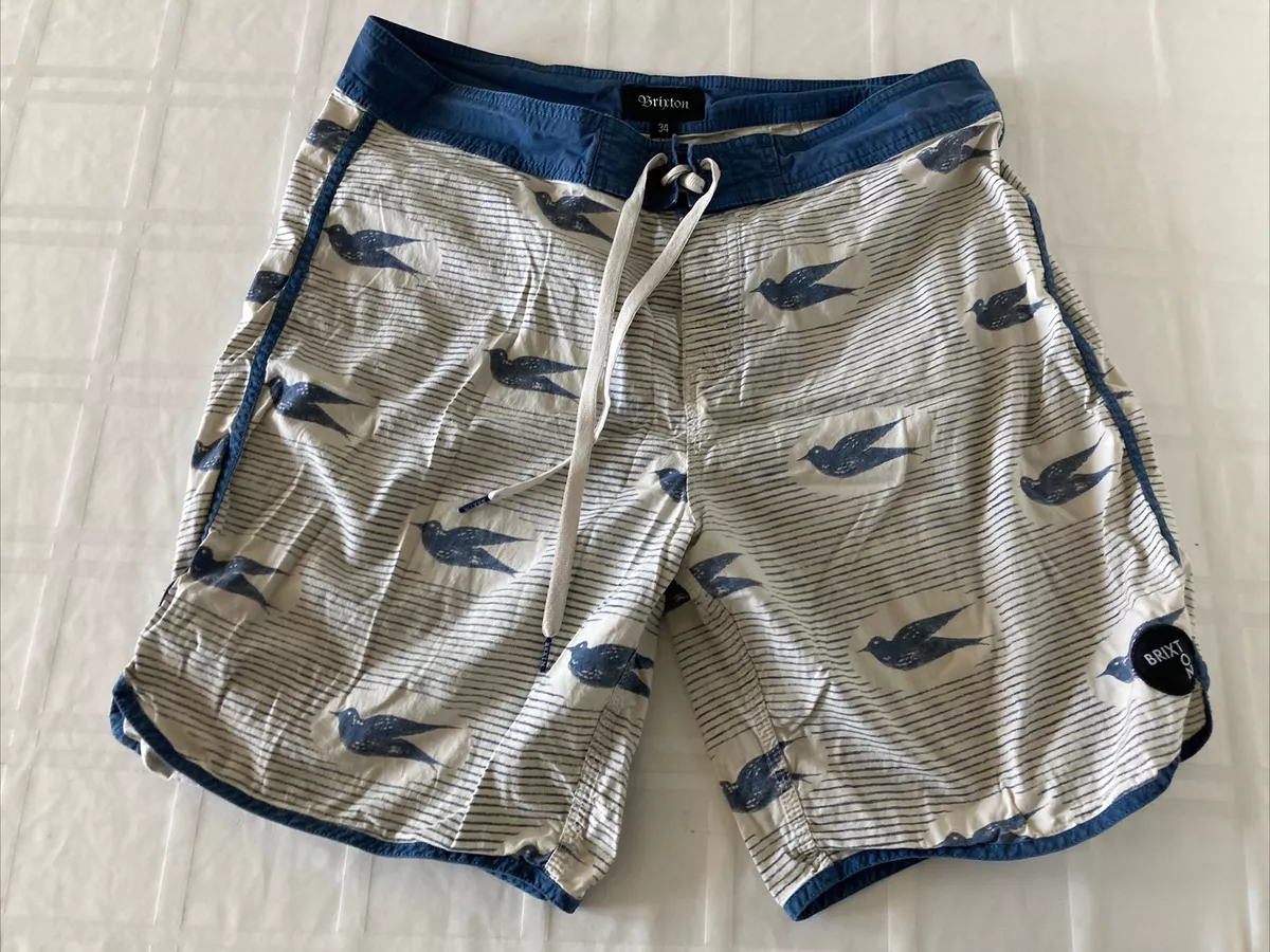 Brixton Board Shorts Men Sz 34 Bird Print Board Shorts Swim Trunks