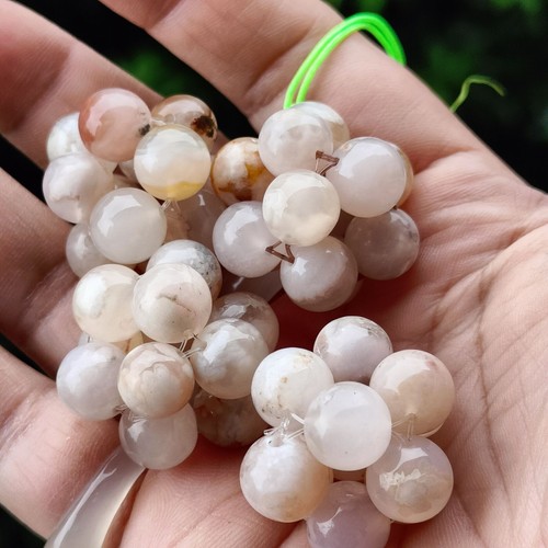 9mm Natural Cherry Blossoms Agate Quartz Stretch Bead ball/Bag pendant - Picture 3 of 12