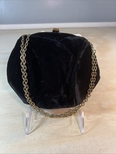 Vintage Crushed Velvet Kiss Clasp, Clutch Purse With Adjustable Strap