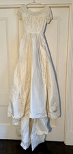 Vintage 1960 s Priscilla of Boston Ivory Silk Beaded Wedding Gown