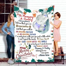 Custom Baby 1st Christmas Blanket Personalized Name Blanket Christmas Gift