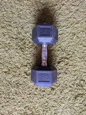 Rubber Coated 15kg Hex Dumbell