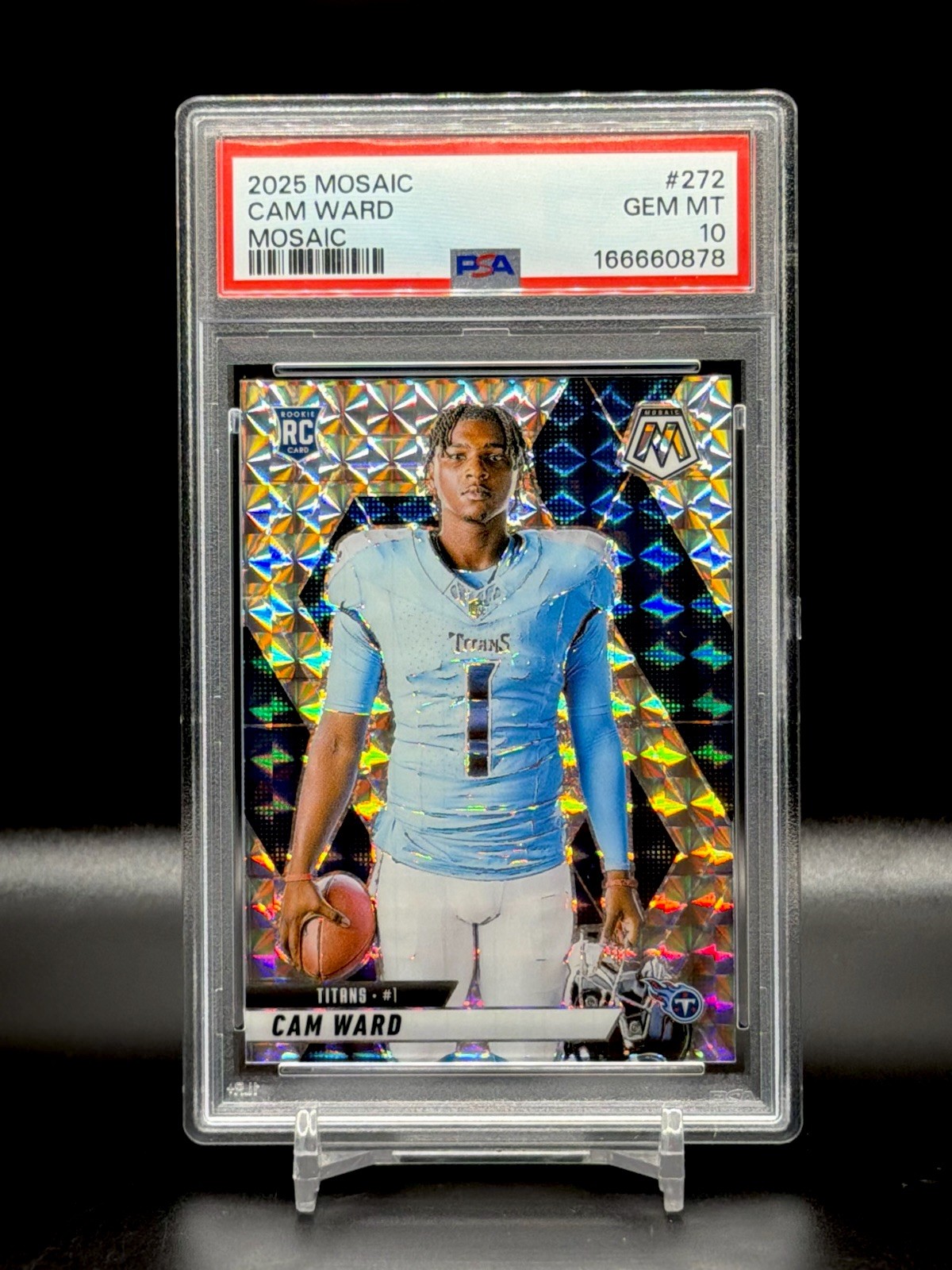 2025 Panini Mosaic Rookie Variations Cam Ward #272 PSA 10 Mosaic Prizm RC Titans