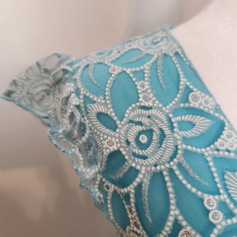 De Colección Años 90 Y2K Envolvente Top Talla Pequeña Juniors Hada Grunge Camisa Brillo Malla Floral Foto 4 de 4