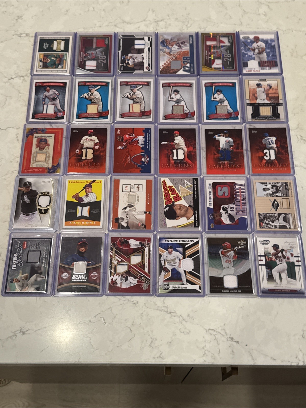 30 Baseball Card Game Used Jersey & Bat Lot: Pujols, Wright, Ashburn, Wilhelm, view 11