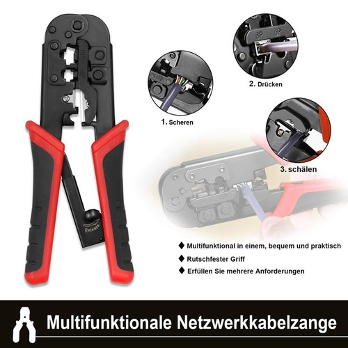 NETZWERK WERKZEUG SET ELEKTRONIK CRIMPZANGE LAN LSA KABELTESTER RJ11 RJ12, RJ45 - Afbeelding 4 van 17