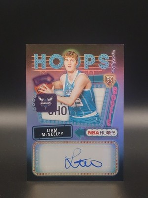 2025-26 Hoops #HFS-LM Liam McNeeley RC Hoops Rookie First Signs Auto Hornets
