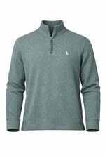 Polo Ralph Lauren Men  s Medium Quarter Zip Pullover Sweater Green Pony Logo