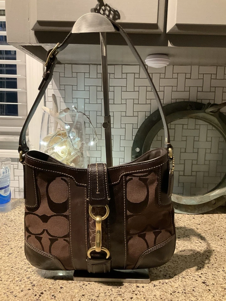 COACH Vintage Hampton Signature Handbag Purse Brown 11067
