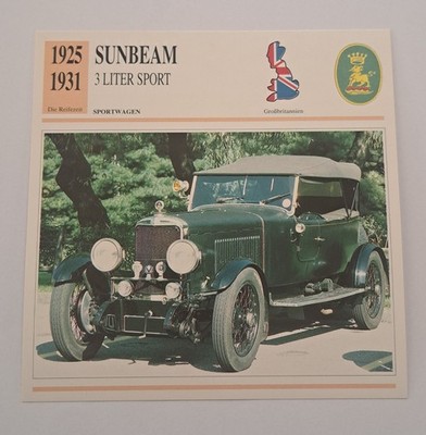 SUNBEAM 3 Liter Sport - 1925-1931 - Geschichte & Technische Daten -  Karte