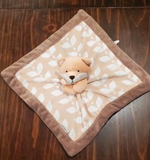 Carters Baby Lovey Fox Security Blanket Plush Tan Brown White Leaves