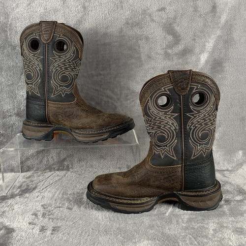 Durango Cowboy Boots Kids Size 10 Brown Leather Western 8 Inch DBT0228C EUC - Picture 2 of 11