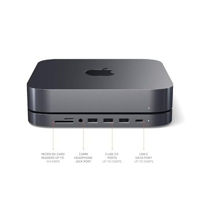 Satechi USB C Hub, Type-C Aluminum Stand & Hub, USB-C Data Port ST-ABHFM-GRAY
