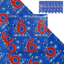 Birthday Wrapping Paper Sheets with Star Pattern Great for Birthday Gift Wrap...