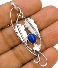 Natural Lapis Lazuli -Afghanistan 925 Solid Sterling Silver Pendant