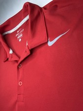 Nike Court Slam Dri-FIT Tennis Polo Mens Large Short Sleeve Red Button Collar