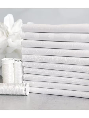 Kimberbell Basics White on White 10 Fat Quarter Bundle Set Quilt Fabric Maywood