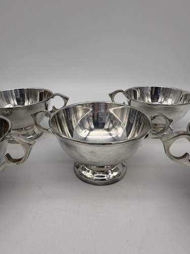 5 SHEFFIELD SILVER PLATED BOWLS Desserts Soups Bowls England Boxed - Picture 10 of 22