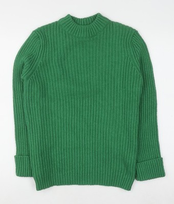 Koton Damen Pullover grün Stehkragen Rippstrick Größe L