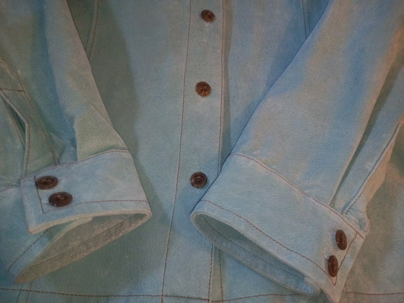 Pendleton 100% Pig Suede Leather Blue Button Up J… - image 3