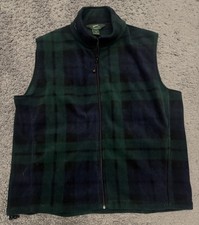 Vintage Woolrich Blue Green Plaid Men s Vest Size Large Full Zip 100 Polyester