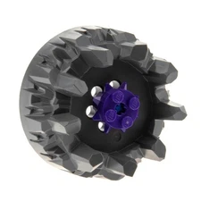 1x Lego Hard Plastic Wheel Dark Grey Brick 2x2 Purple Spikes 27266 6166866 27254