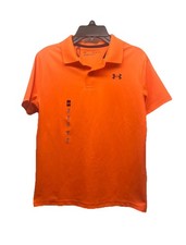 UNDER ARMOUR BOYS ORANGE HEATGEAR SHORT SLEEVE POLO SHIRT M YM NWT