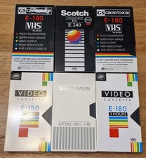 6 Used VHS Video Cassette Tapes Re-Recordable E180 Mixed Brands 